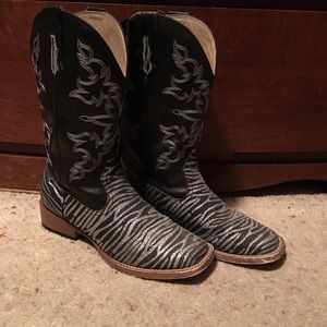 Ladies Roper Glitter Zebra Boots